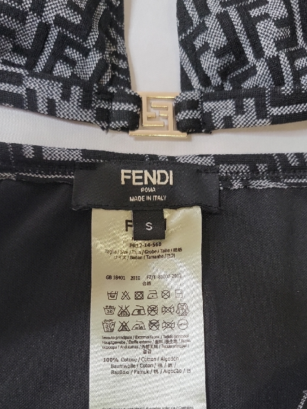 Fendi Black & Gray Monogram Triangle Bikini Set - Picture 3 of 4